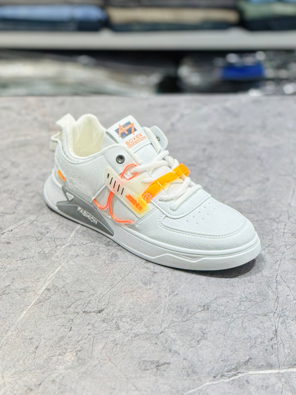 FA BA97 WHITE ORANGE SNEAKERS