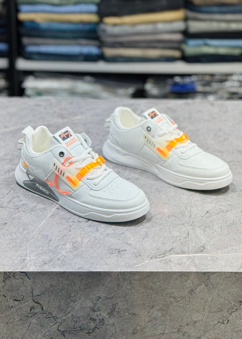 FA BA97 WHITE ORANGE SNEAKERS
