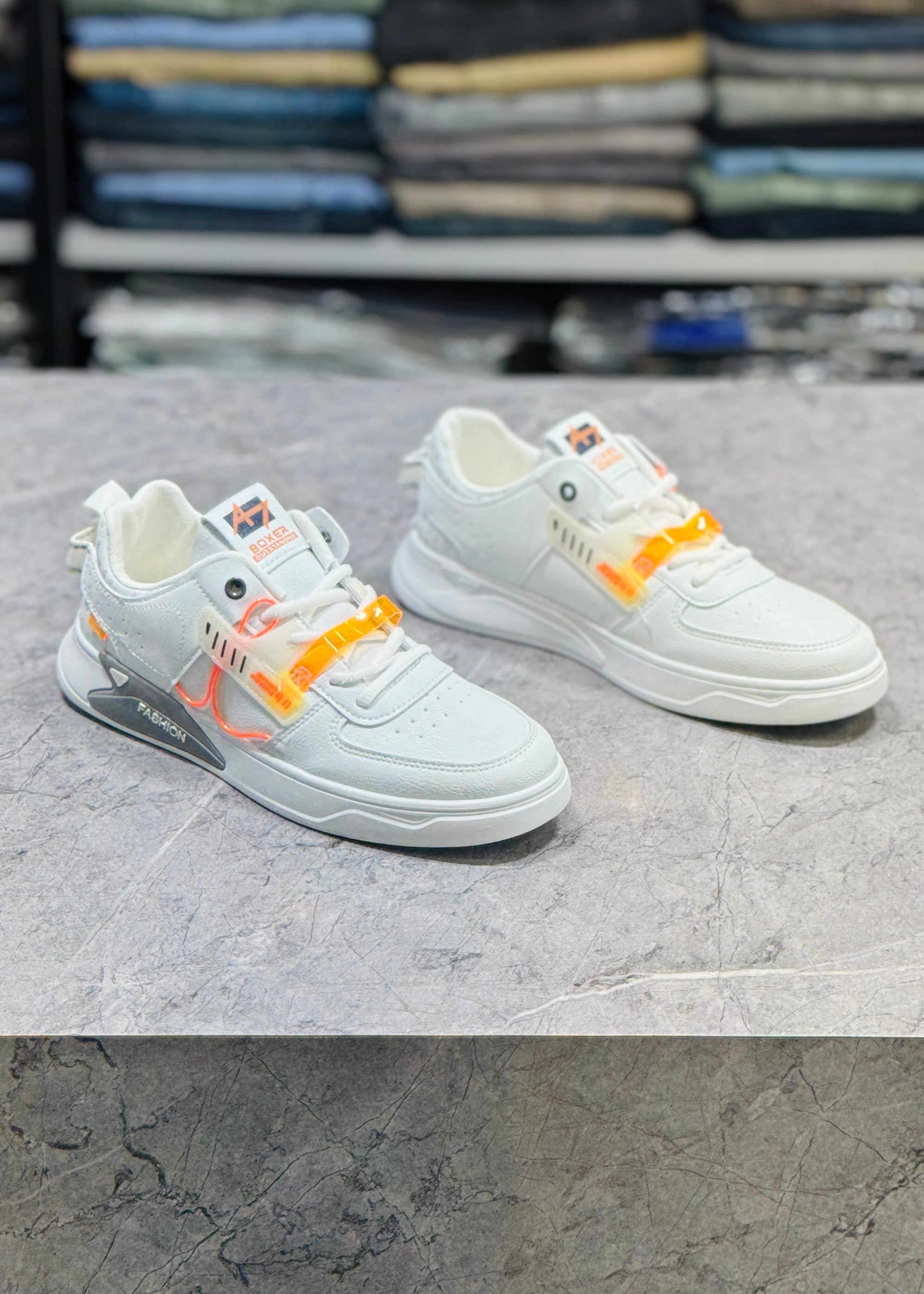 FA BA97 WHITE ORANGE SNEAKERS