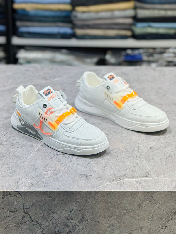 FA BA97 WHITE ORANGE SNEAKERS