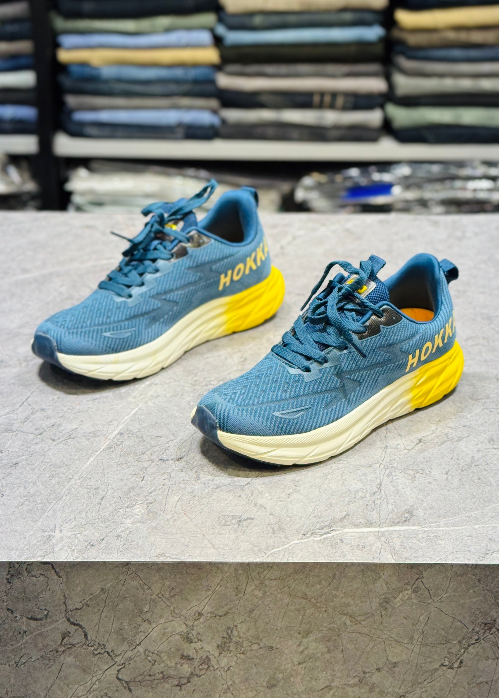 F&D 2222 T.BLUE/YELLOW COMFORT SHOES