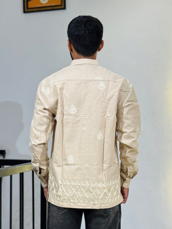 GLR-9132 CREEAM EMBROIDERY SHIRT