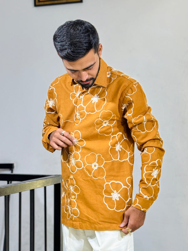 GLR-9137 YELLOW EMBROIDERY SHIRT