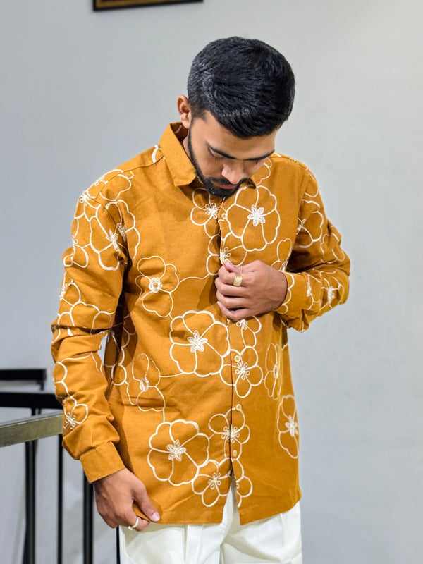 GLR-9137 YELLOW EMBROIDERY SHIRT