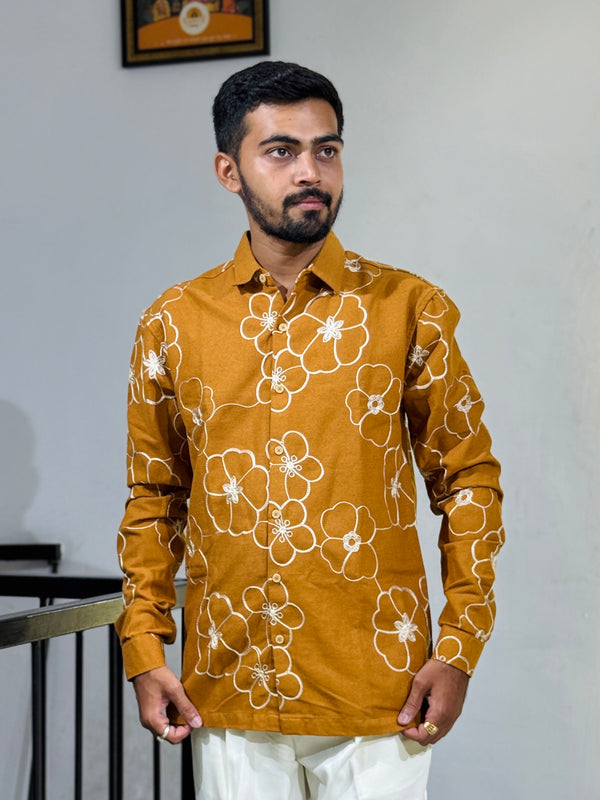 GLR-9137 YELLOW EMBROIDERY SHIRT