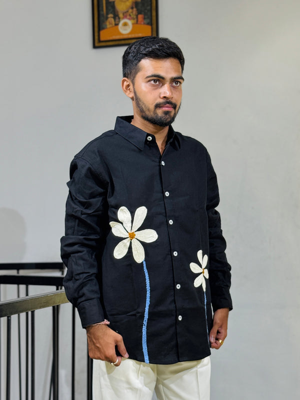 JW-26284 BLACK EMBROIDERY SHIRT