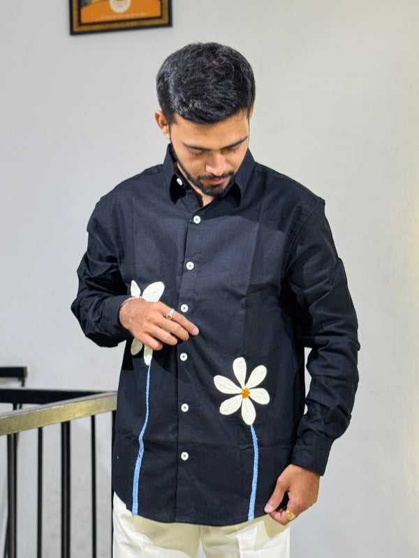 JW-26284 BLACK EMBROIDERY SHIRT