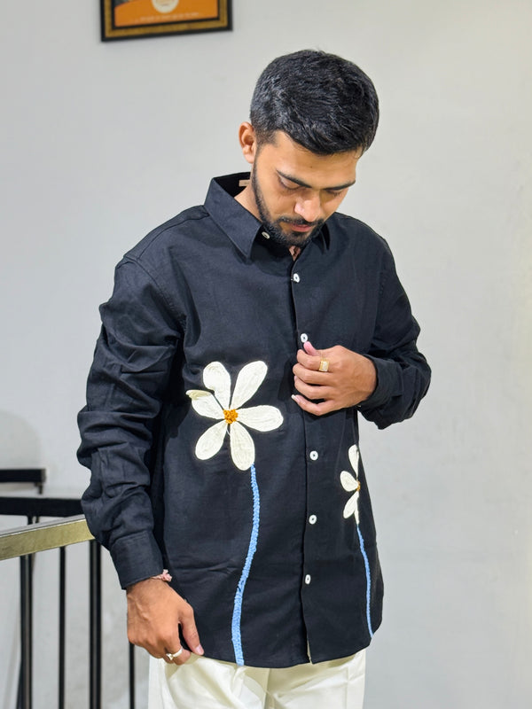 JW-26284 BLACK EMBROIDERY SHIRT