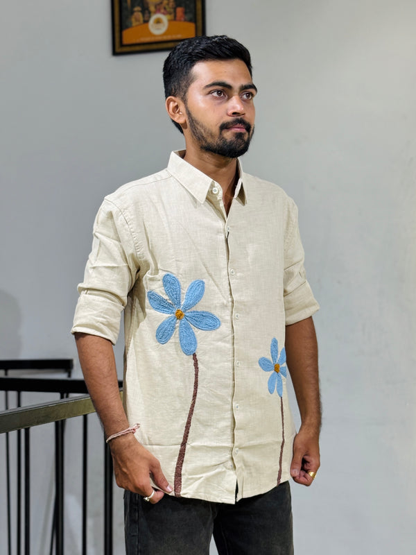 JW-26284 CREEAM EMBROIDERY SHIRT