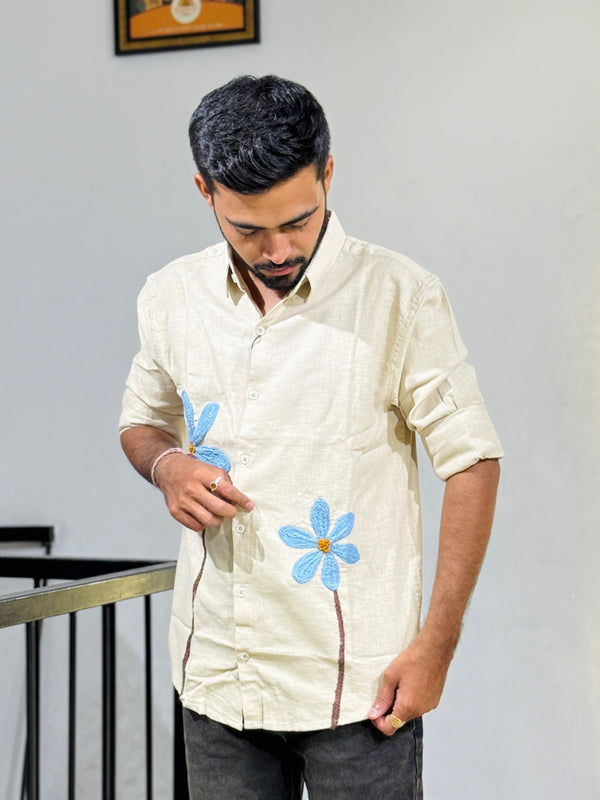 JW-26284 CREEAM EMBROIDERY SHIRT
