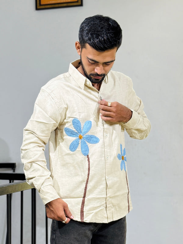 JW-26284 CREEAM EMBROIDERY SHIRT