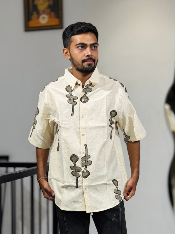 JW-26393 CREEAM EMBROIDERY SHIRT