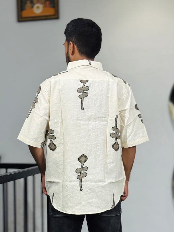 JW-26393 CREEAM EMBROIDERY SHIRT