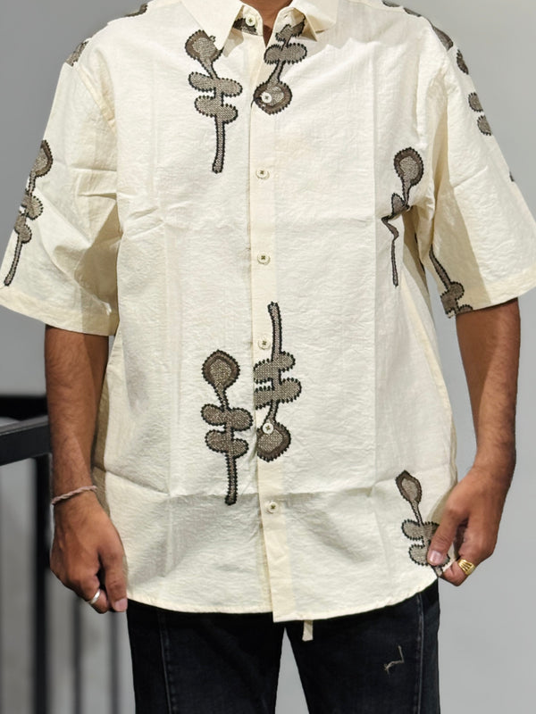 JW-26393 CREEAM EMBROIDERY SHIRT