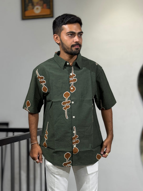 JW-26393 GREEN EMBROIDERY SHIRT