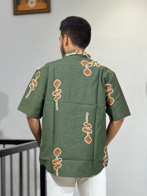 JW-26393 GREEN EMBROIDERY SHIRT