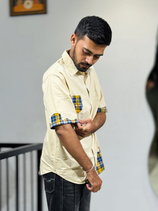 JW-26406 CREEAM DOWN SHOULDER SHIRT