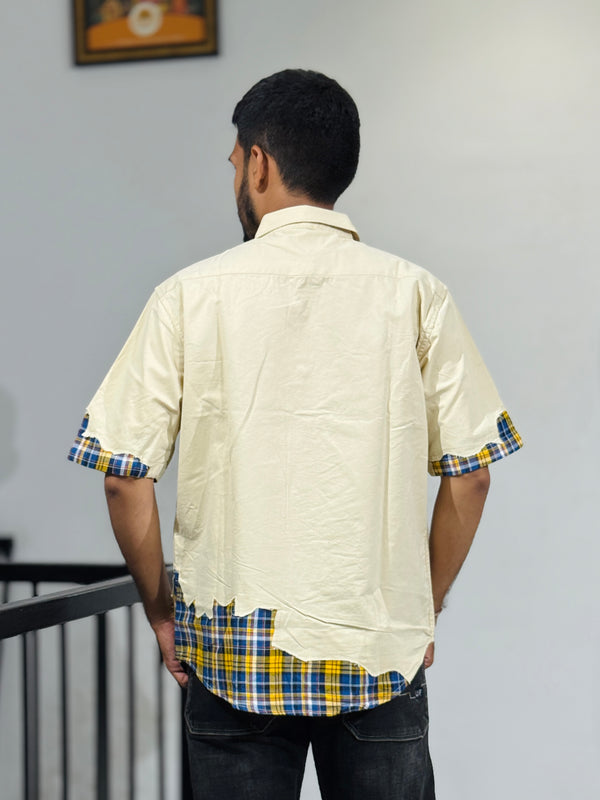 JW-26406 CREEAM DOWN SHOULDER SHIRT