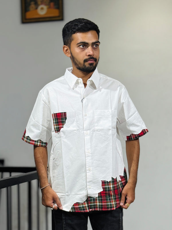 JW-26406 WHITE DOWN SHOULDER SHIRT