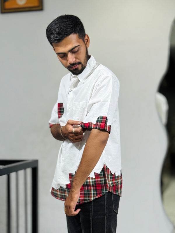 JW-26406 WHITE DOWN SHOULDER SHIRT