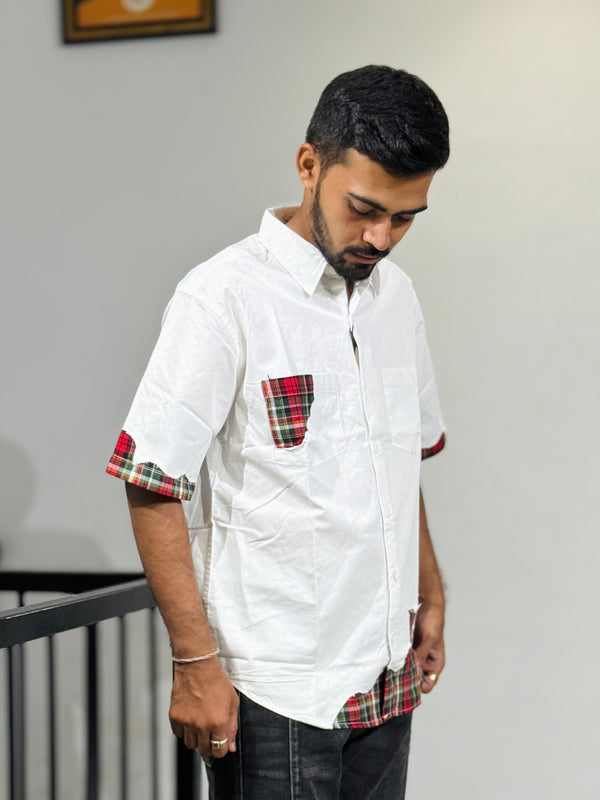 JW-26406 WHITE DOWN SHOULDER SHIRT