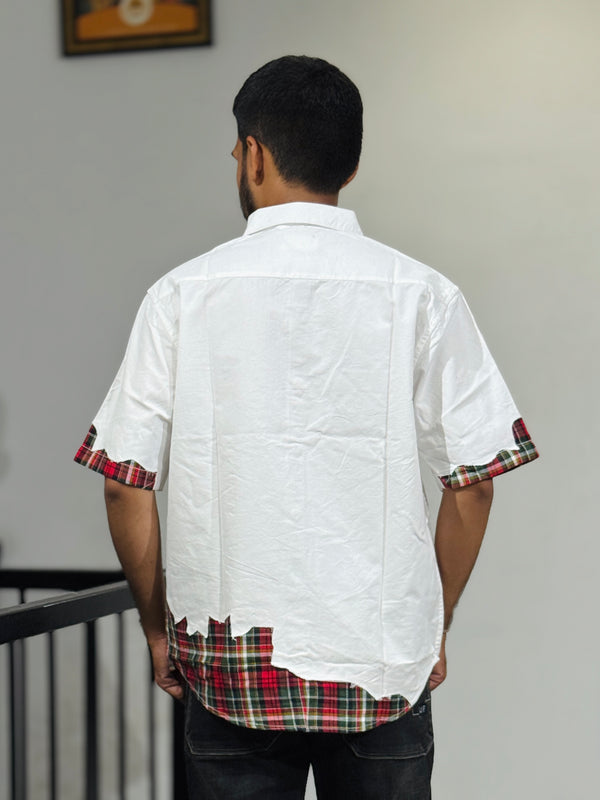 JW-26406 WHITE DOWN SHOULDER SHIRT