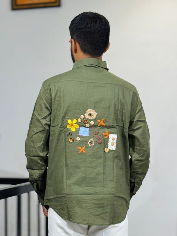 JW-26544 MEHANDI EMBROIDERY SHIRT