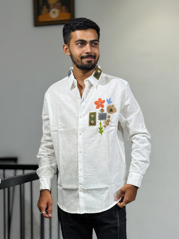 JW-26544 WHITE EMBROIDERY SHIRT