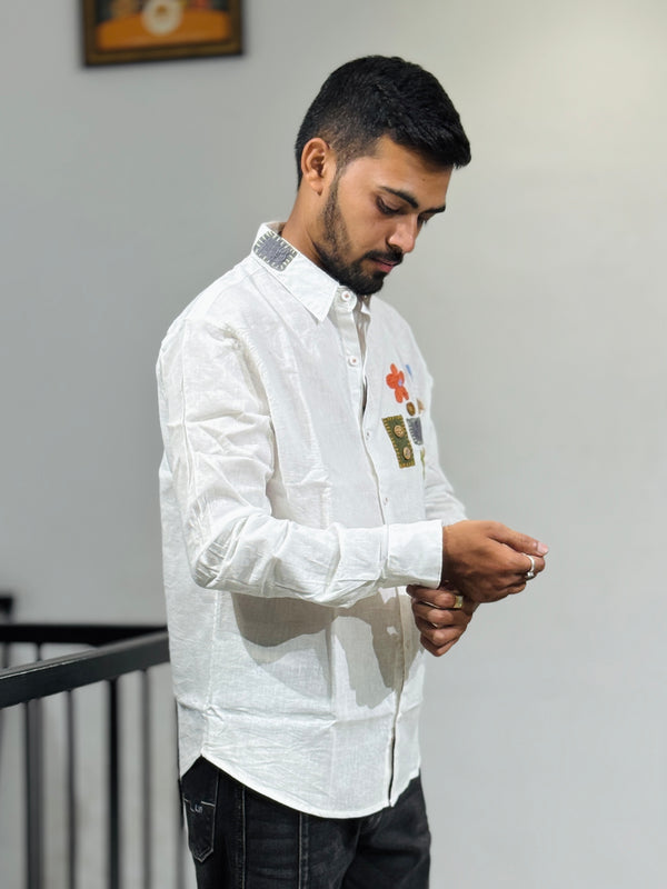 JW-26544 WHITE EMBROIDERY SHIRT