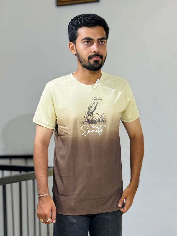 KUCH 26028 CREEAM BROWN SHADED TSHIRT