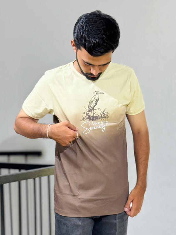 KUCH 26028 CREEAM BROWN SHADED TSHIRT