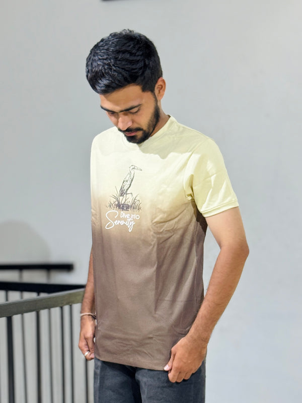 KUCH 26028 CREEAM BROWN SHADED TSHIRT