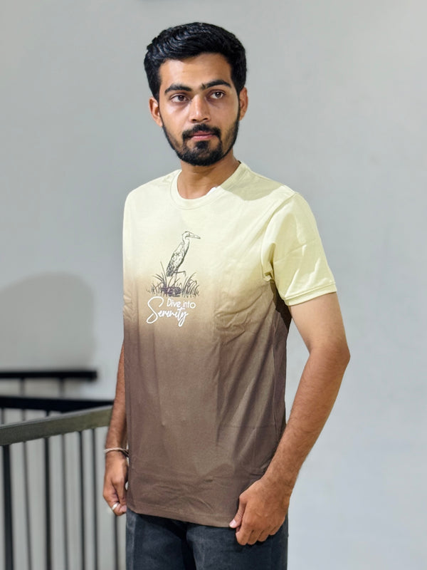 KUCH 26028 CREEAM BROWN SHADED TSHIRT
