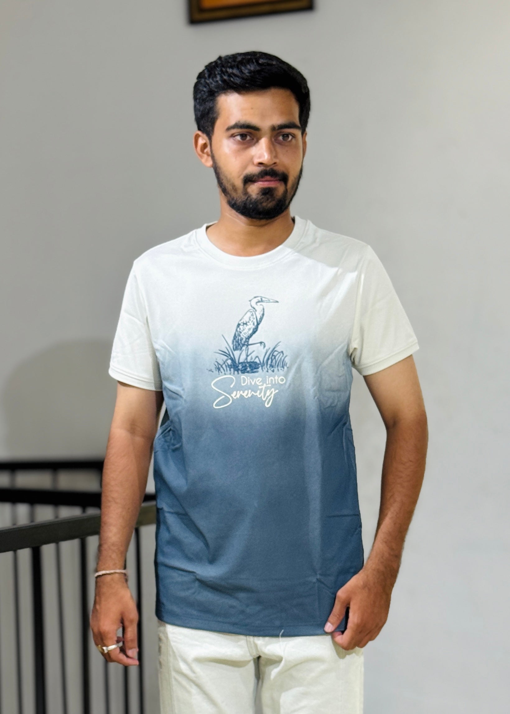 KUCH 26028 WHITE BLUE SHADED TSHIRT