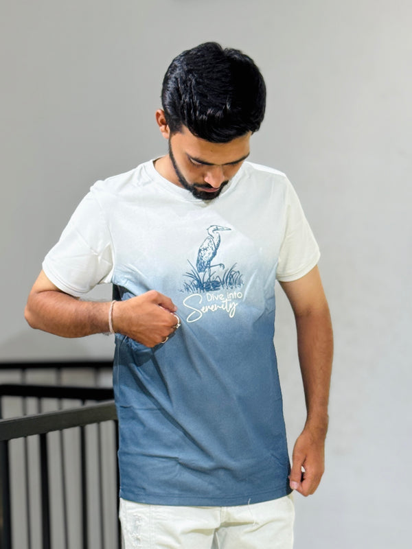 KUCH 26028 WHITE BLUE SHADED TSHIRT