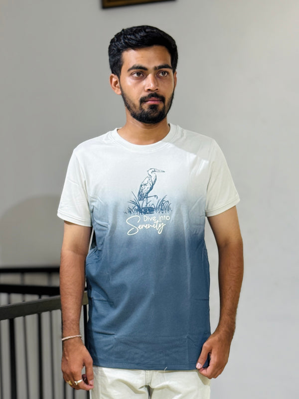 KUCH 26028 WHITE BLUE SHADED TSHIRT