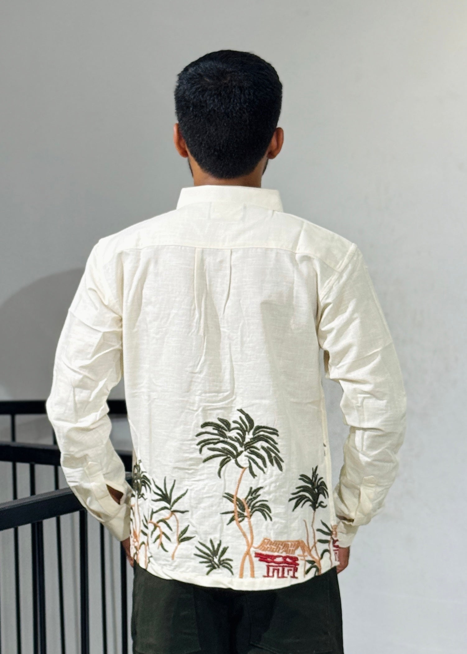 OB 748B Cream Embroidery Shirts (Copy)