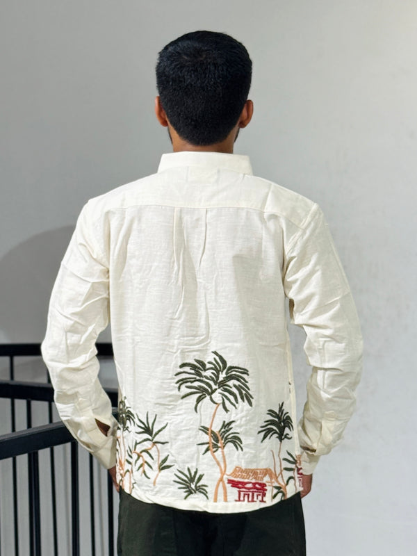 OB 748B Cream Embroidery Shirts (Copy)
