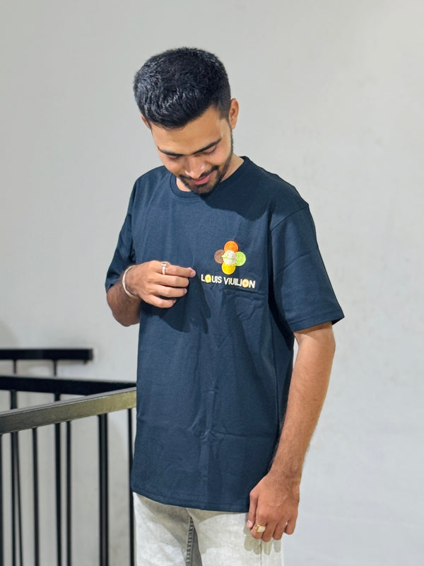 ORC 001 Navy Blue Oversized Down Shoulder T-Shirt