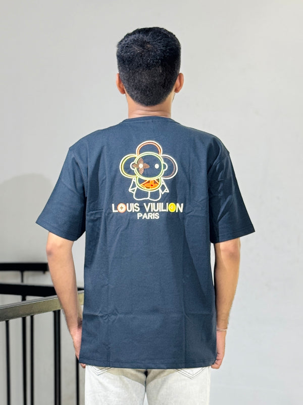 ORC 001 Navy Blue Oversized Down Shoulder T-Shirt
