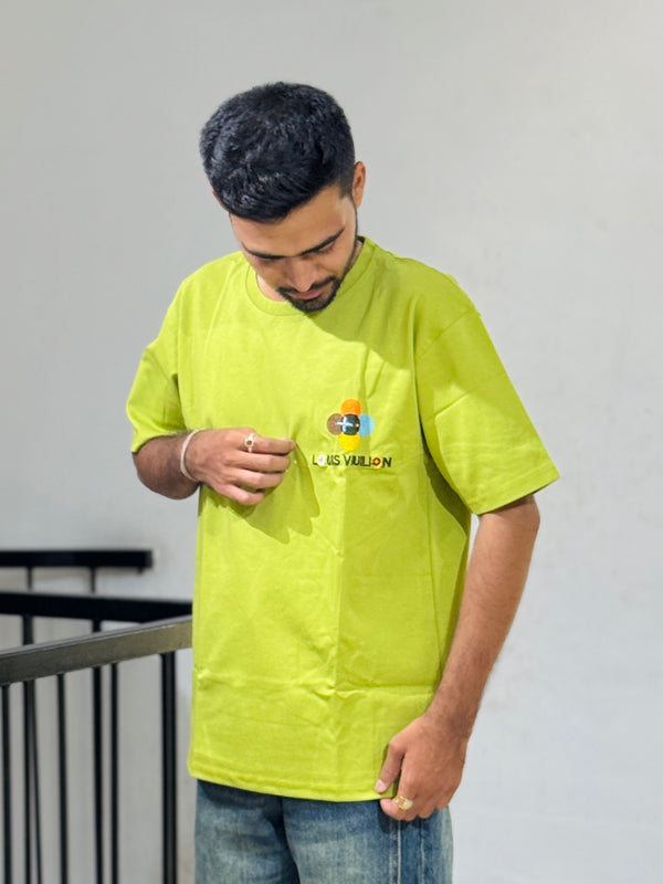 ORC 001 Perot Green Oversized Down Shoulder T-Shirt
