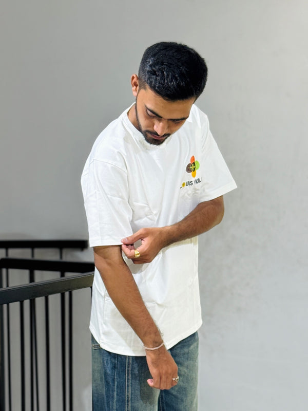 ORC 001 White Oversized Down Shoulder T-Shirt