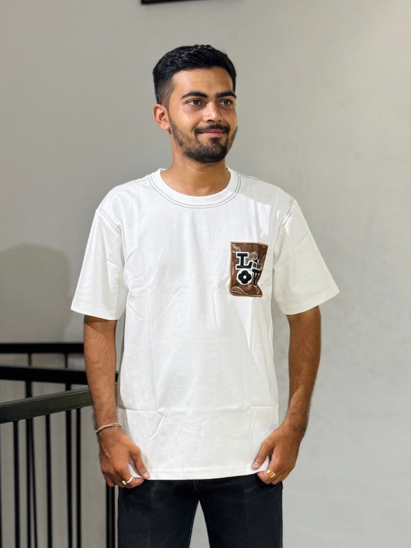 ORC 002 White Oversized Down Shoulder T-Shirt