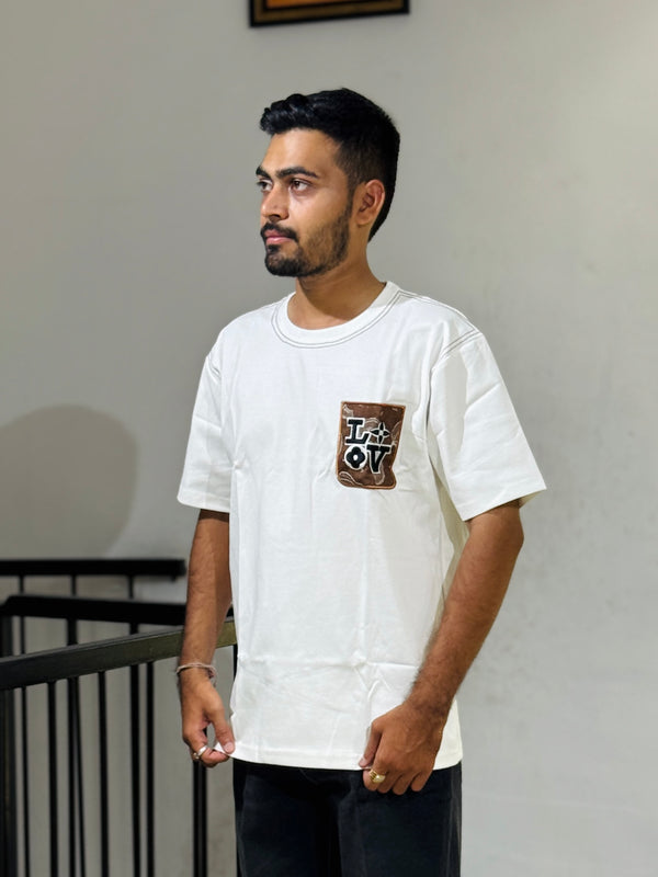ORC 002 White Oversized Down Shoulder T-Shirt