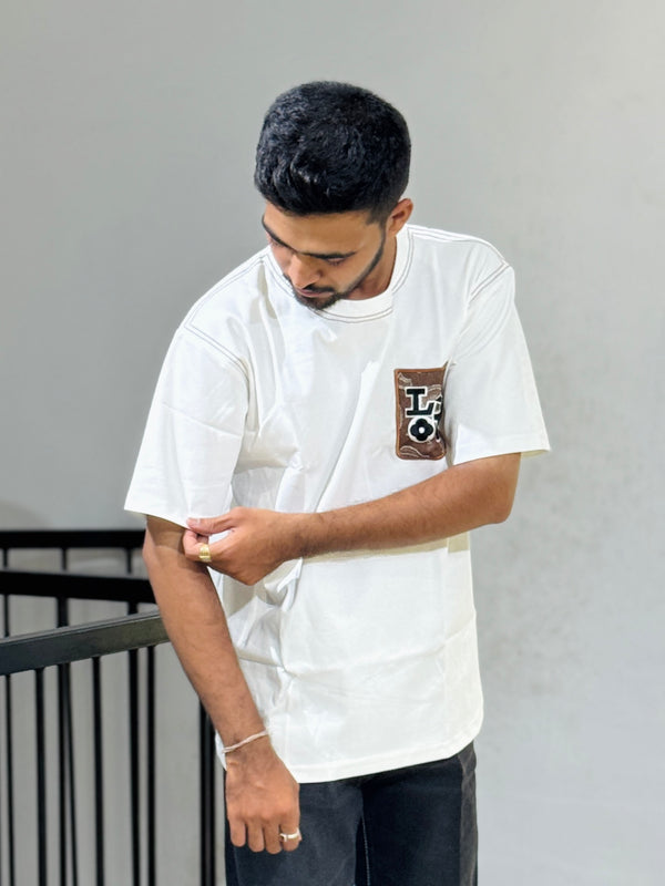 ORC 002 White Oversized Down Shoulder T-Shirt