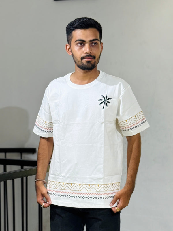 ORC 004 White Embroidery Oversized T-Shirt