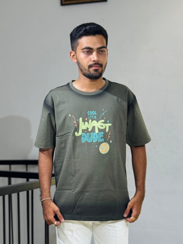 ORC 005 D.Green Oversized Down Shoulder T-Shirt