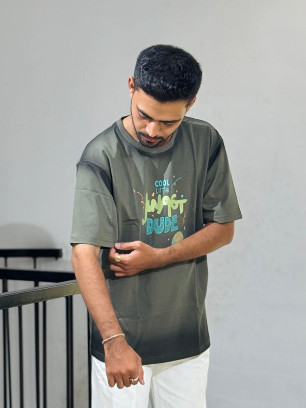 ORC 005 D.Green Oversized Down Shoulder T-Shirt