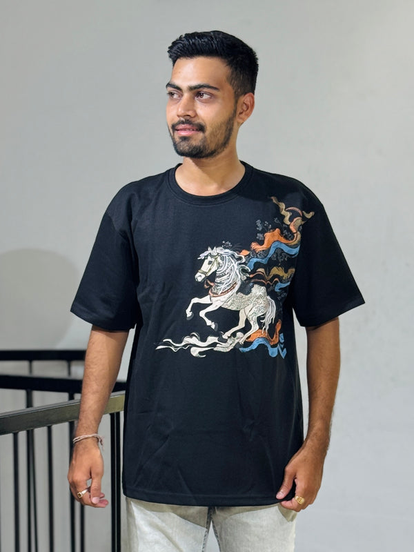 ORC 006 Horse Black Oversized T-Shirt