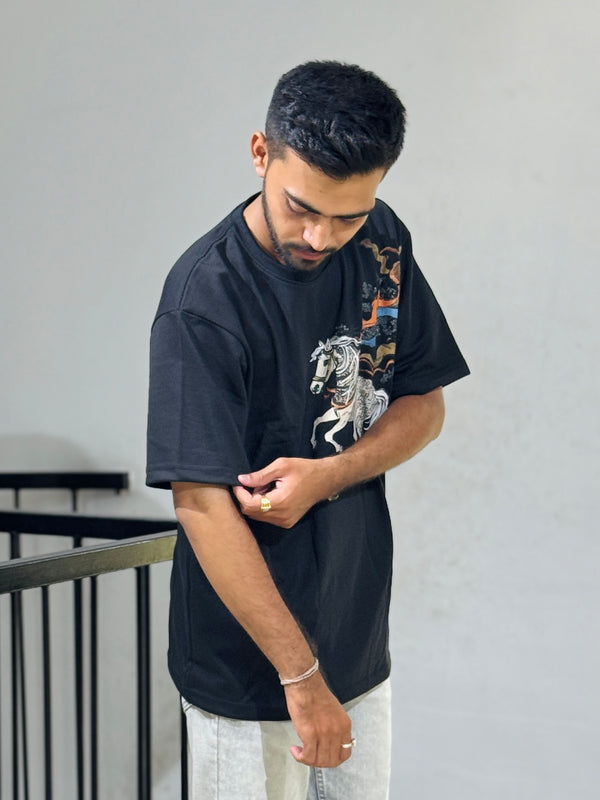 ORC 006 Horse Black Oversized T-Shirt